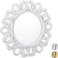 Relaxdays spiegel rond - sierspiegel gang - wandspiegel - design - 50 cm rond wit