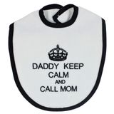 Petit Villain Slabbetje Daddy Keep Calm And Call Mom Wit/Zwart