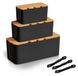 Solidchoice - Lot de 3 boîtes de rangement de câbles avec couvercle en bambou