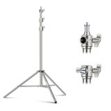 NEEWER Lampstatief, 2 m, roestvrij staal, zwaar uitgevoerd statief met veerdemping en universele schroefadapter van 1/4" naar 3/8" voor flitsers, LED-videolampen, ringlampen, monolights en softboxen