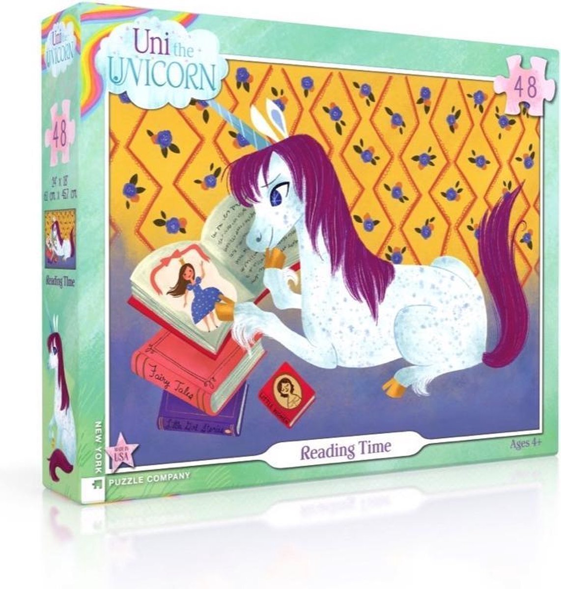 The New York Puzzle Company Reading Time - NYPC Uni the Unicorn Collectie Puzzel 48 Stukjes