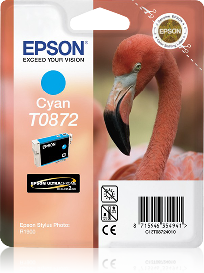 Epson Flamingo inktpatroon Cyan T0872 Ultra Gloss High-Gloss 2 single pack / cyaan