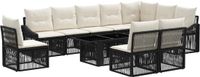 vidaXL Tuinbank Set Zwart en Crème Wit Polyrattan