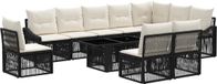 vidaXL Tuinbank Set Zwart en Crème Wit Polyrattan