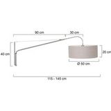 Steinhauer Wandlamp Staalkleurig 9329ST met Grijs Grof Linnen Kap - Elegant Classy