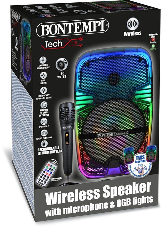 Bontempi Draadloze speaker met microfoon en lichteffecten