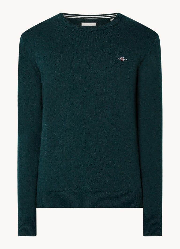 Gant Fijngebreide pullover van wol met logoborduring