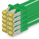 1aTTack.de Cat.7 netwerkkabel 1m groen 10 stuks Cat7 Ethernetkabel netwerk LAN-kabel onbewerkte kabel 10 Gb s SFTP PIMF LSZH set patchkabel met RJ45-connector Cat.6a
