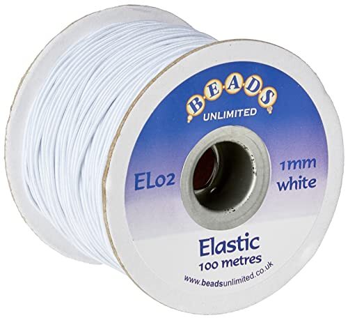 Beads Unlimited Unlimited, elastisch, 1 mm, 100 stuks, maat m, wit