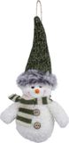 Merkloos / Sans marque Pm Euro-Trading Gmbh Kersthanger - Pluche Sneeuwpop Knuffeltje - 15 cm