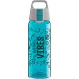Sigg Tritan-drinkfles, Total Color One Good Vibes, geschikt voor koolzuurhoudende dranken, vaatwasmachinebestendig, lekvrij, licht, BPA-vrij, aqua, 0,6 l
