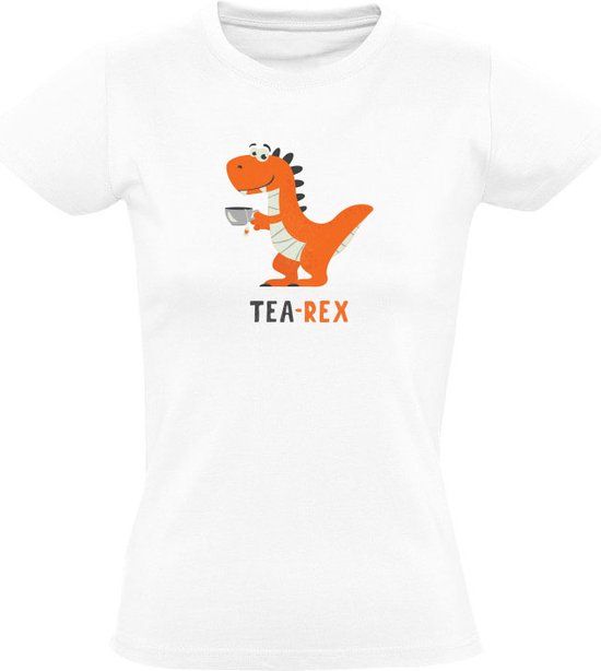 Tea-rex Dames T-shirt - Wit - Maat S