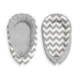 Cocoon Baby Babybedbumper Reiswieg 100% Katoen & Pluche Minky Anti-Allergisch Grijs/Zigzag