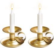Tibeoyad 2-delige kaarsenhouders met handvat, vintage ronde metalen kandelaar (goud)