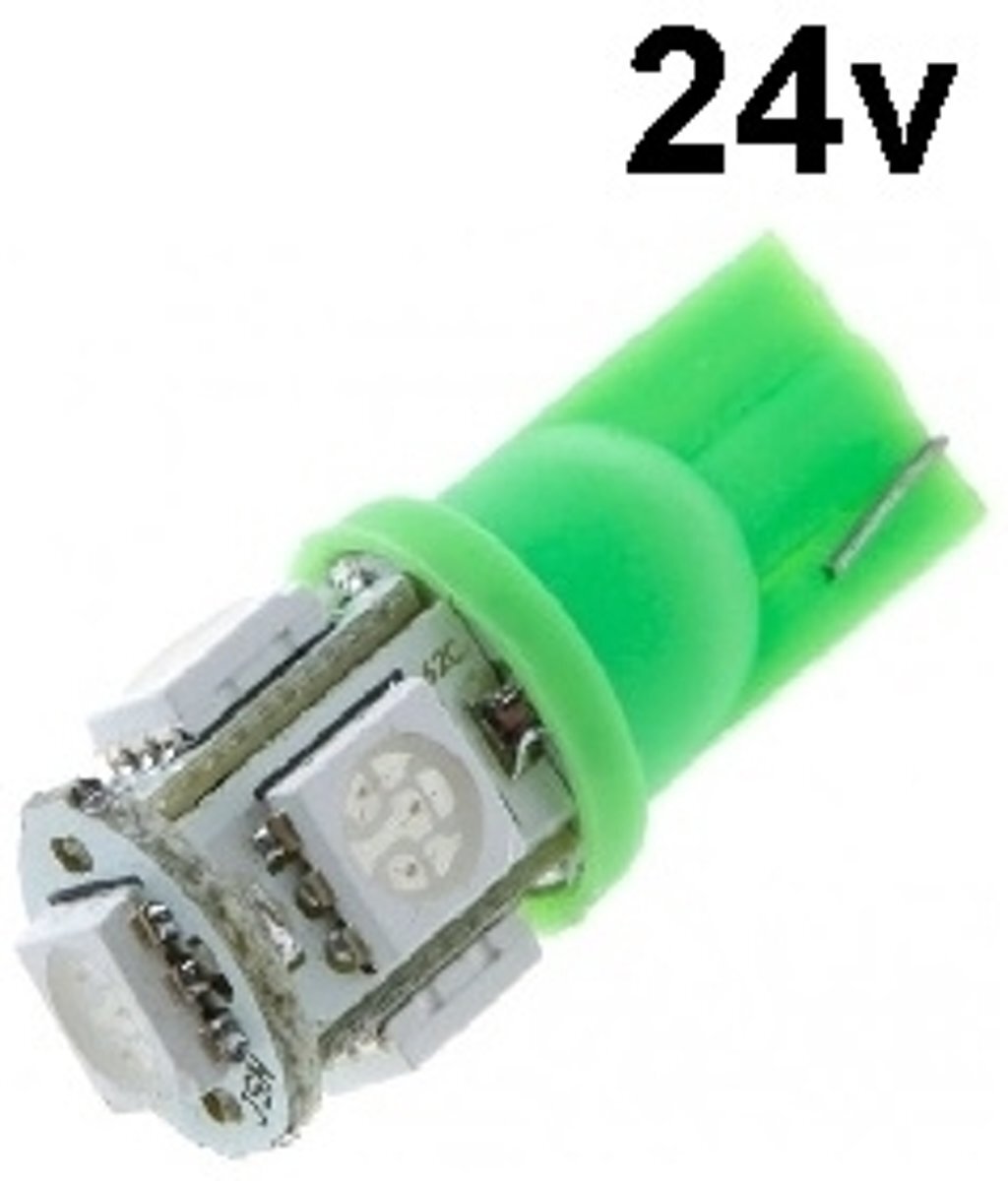 ABC-LED T10 - 24 volt - 5 LED - 5050 SMD - GROEN