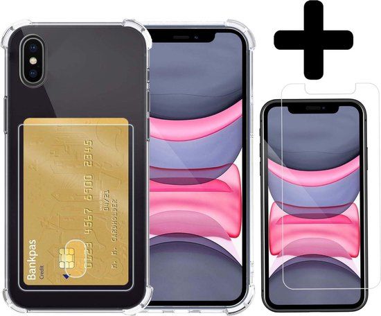 iPhone X Case with Card Holder - Transparent - Includes Screen Protector