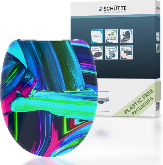 SCHÜTTE WC-Bril 82191 NEON PAINT - Duroplast - Soft Close - Verchroomde Scharnieren - Decor - 1-zijdige Print