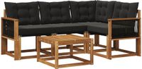 vidaXL Hoek loungeset 5-delig Acaciahout Naturel en Zwart