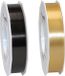 Bellatio Decorations 2x Rouleaux de ruban cadeau en satin/ruban décoratif - 2,5 cm x 91 mètres - Noir et Bronze