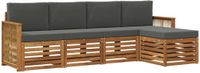 vidaXL Acacia Hout Bank Loungeset 5-zits Natuurlijk en Antraciet