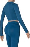 Xtreme Sport crop top dames lange mouwen blauw L