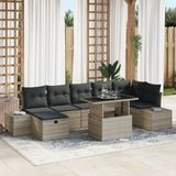 vidaXL Tuinbank Set Lichtgrijs Poly Rattan