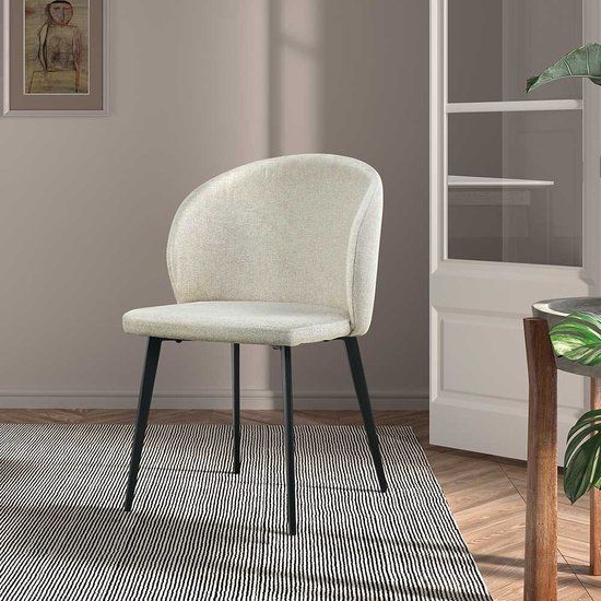 Eetkamerstoel Kamala Beige - Design - Stof - Beige