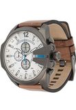 Diesel Chief Series Herenhorloge, chronograaf uurwerk met band in siliconen, roestvrij staal of leer, Bruin en wit, Klassiek