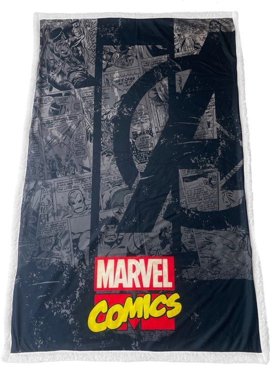 Homadict Sherpa-deken voor kinderen Marvel Avenger Comics Thor zwart/grijs 100 x 150 cm