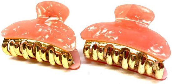 Kleine Haarklemmen - Haarclip - Zalm - Goudkleurig - Set 2 Stuks