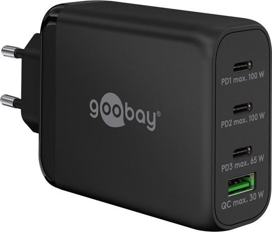 Goobay 100W GaN USB-C PD & USB-A QC Charger - Black