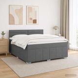 vidaXL LED Boxspringbed met Matras Donkergrijs 140 x 190 cm Stof