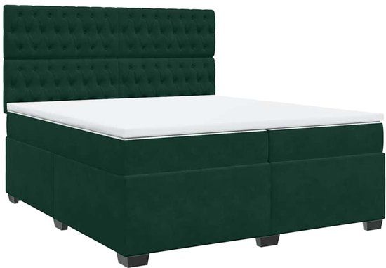 vidaXL Boxspring met matras fluweel donkergroen 200x200 cm