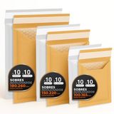 Gewatteerde Ofituria Gewatteerde verzendenveloppen, meerkleurig, 3 maten, kraftkleuren en wit, zelfklevende sluiting, papieren enveloppen met luchtbel, ideaal voor verzending, verpakking S, catering (60 enveloppen)