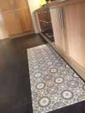 JYG Retrolux Mechelen Vinyl Kitchen Runner Rug - 75x550cm - Grey/Beige - Vintage