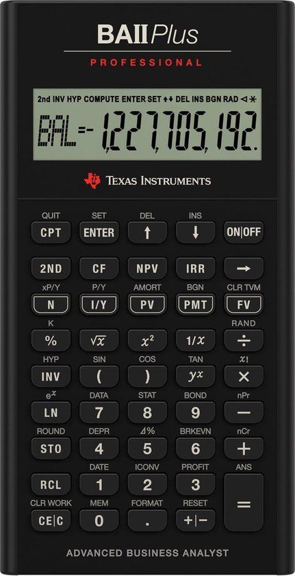 Texas Instruments BA II Plus Professional - Zwart - Financiële Rekenmachine