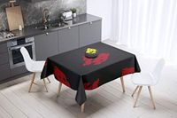 Bonamaison Tafelkleed, Anti-Mold, Sneldrogend, Waterdicht, 100% Polyester Tafellaken, rood Zwart, 140 x 140 Cm