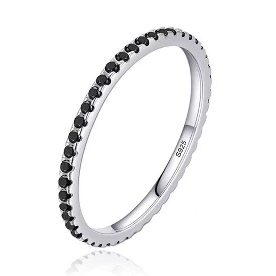 Elenza AMS Elenza Sterling .925 Zilveren Eternity Ring met Zwarte Zirkonia-19mm