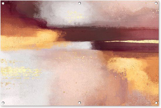 GreatGardenPosters Tuinposter - Abstract Pastel Verf Goud Glitters - 120x80 cm - Buitenposter