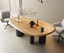 DELIFE Table à manger Edge Ovale 220x120x2,5 Chêne Naturel Troa Métal Noir Flow-Edge