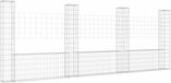 vidaXL U-vormige schanskorf met 4 palen 380x20x150 cm ijzer