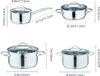 Jemaison® Set de casseroles Inox - 4 casseroles - Induction - Couvercle en verre