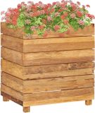 vidaXL - Plantenbak - verhoogd - 50x40x55 cm - gerecycled teakhout en staal