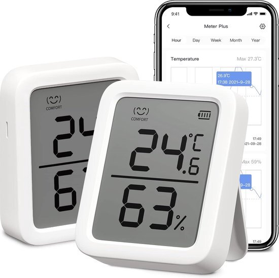 Temparatuurmeter Binnen - Thermometer Binnen - Luchtvochtigheidsmeter - Hygrometer - Weerstation Binnen