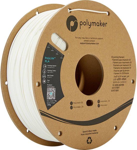 Polymaker PA02002 PolyLite Filament PLA kunststof 1.75 mm 1000 g Wit 1 stuk(s)