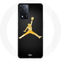 Oppo Etui maniacase voor A93 5G Jordan logo 23 nike basketbal goudkleurig