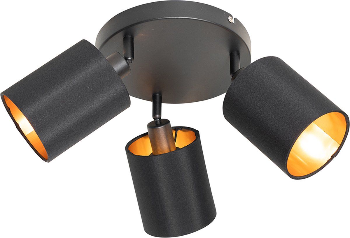 QAZQA Lofty - Plafondspot - 3-lichts - Ø 23 cm - Zwart