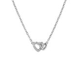 ZINZI Zilveren Ketting met Verbonden Hartjes en Witte Zirkonia 42-45cm ZIC2493