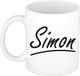 Bellatio Decorations Simon Naam koffiemok - beker - met sierlijke letters - wit