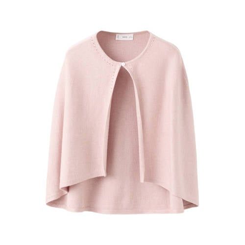 Mango Kids vest lichtroze fijn gebreid